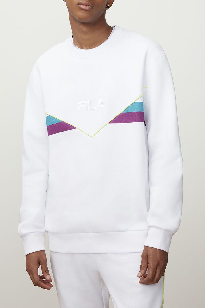 Fila Leroy White Sweatshirt Mens - NZ 63150-WMUK